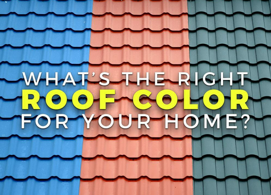 Roof with blue, red, green color for title "What's the right roof color for your home"