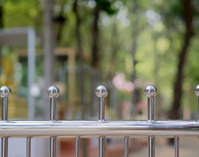 A beautiful shiny aluminium fence