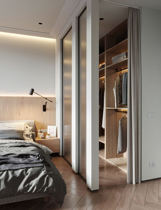 Condo Interior Design - master bedroom with walk in closet