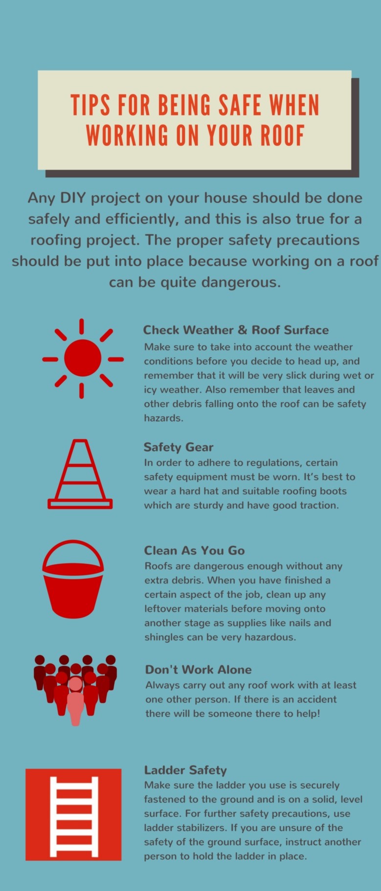 Infographic - tips for being safe when working on your roof